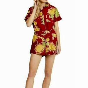 FREE PEOPLE Malibu Romper Maroon Combo Size XS